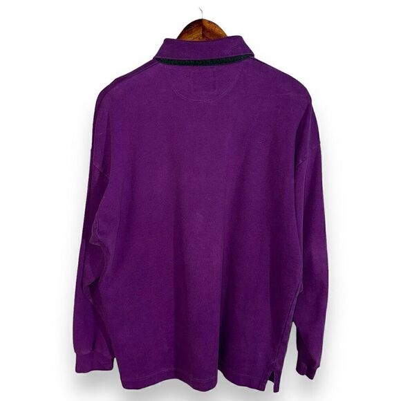80s Purple Chaps Ralph Lauren L/S Polo Shirt Size M - Picture 9 of 9